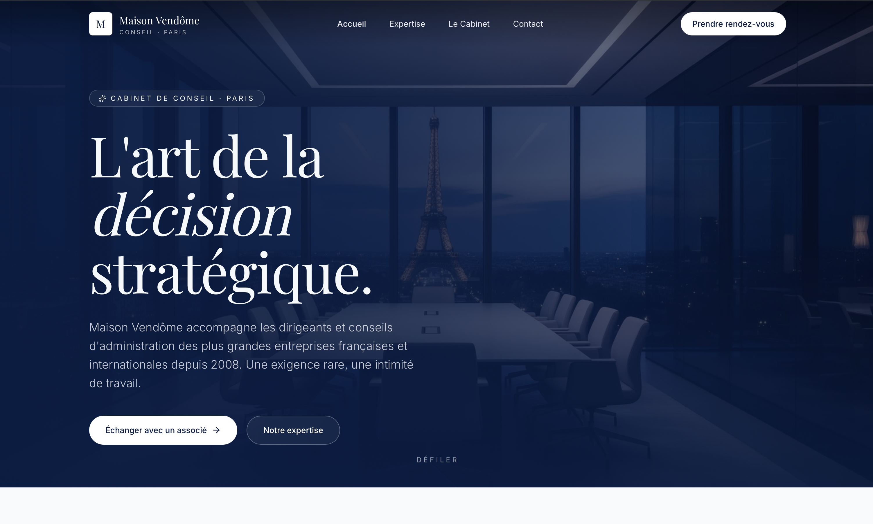 Maison Vendôme — Site web professionnel réalisé par Trinity Studio